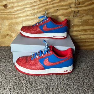 Blue and red Nike Air Force One